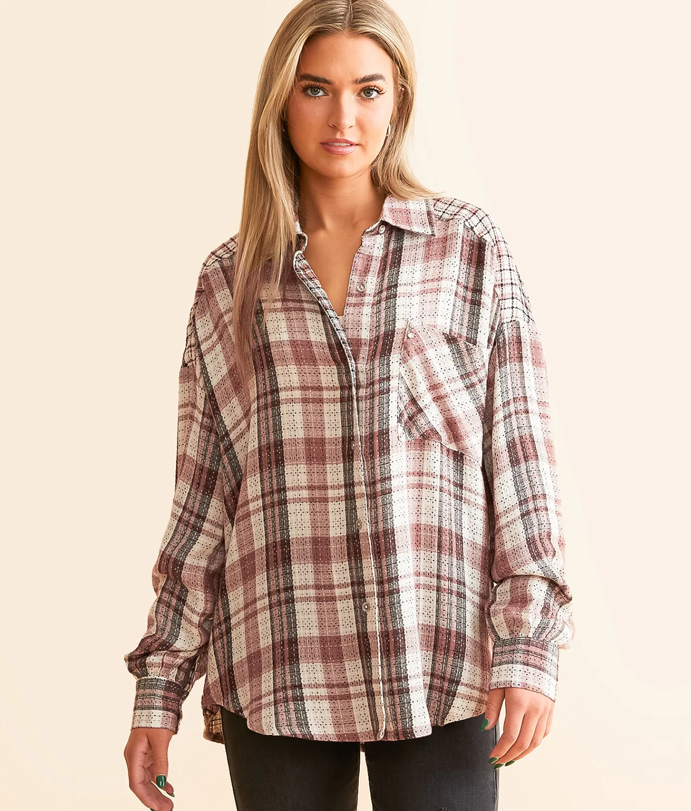 BKE Oversized Plaid Shirt Multi Online