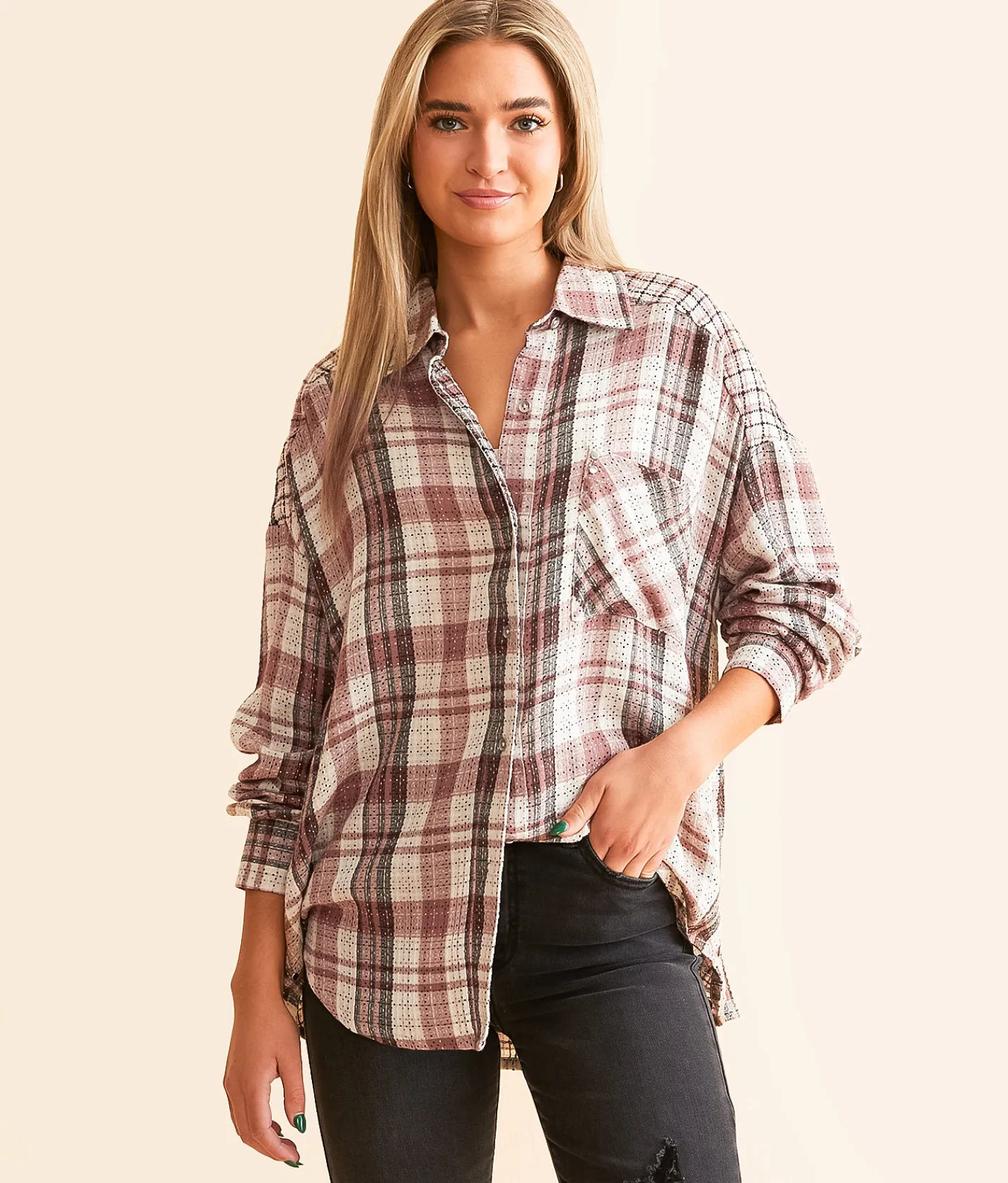 BKE Oversized Plaid Shirt Multi Online