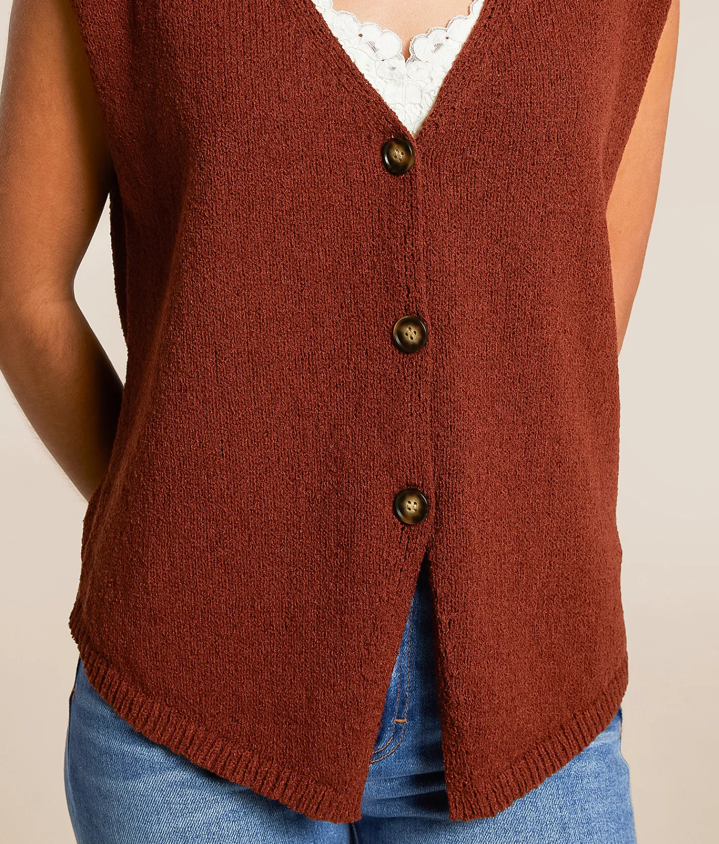 Willow & Root Oversized Sweater Vest Brown Sale