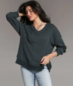 Tops | BKE Oversized Thermal Top Dark Slate