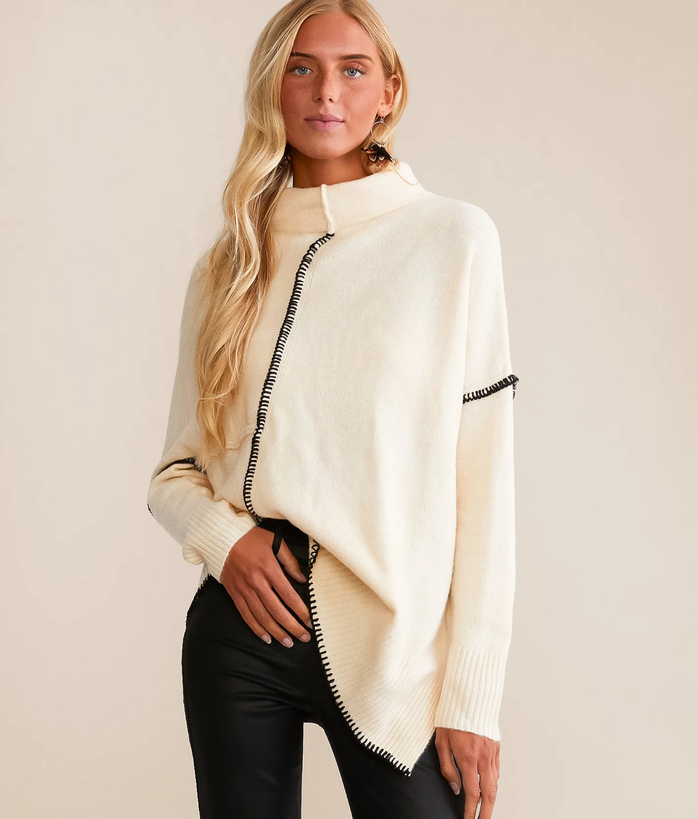 Tops | BKE Oversized Tunic Sweater Chili Pepper