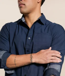 Tops | Departwest Oxford Standard Stretch Shirt Navy