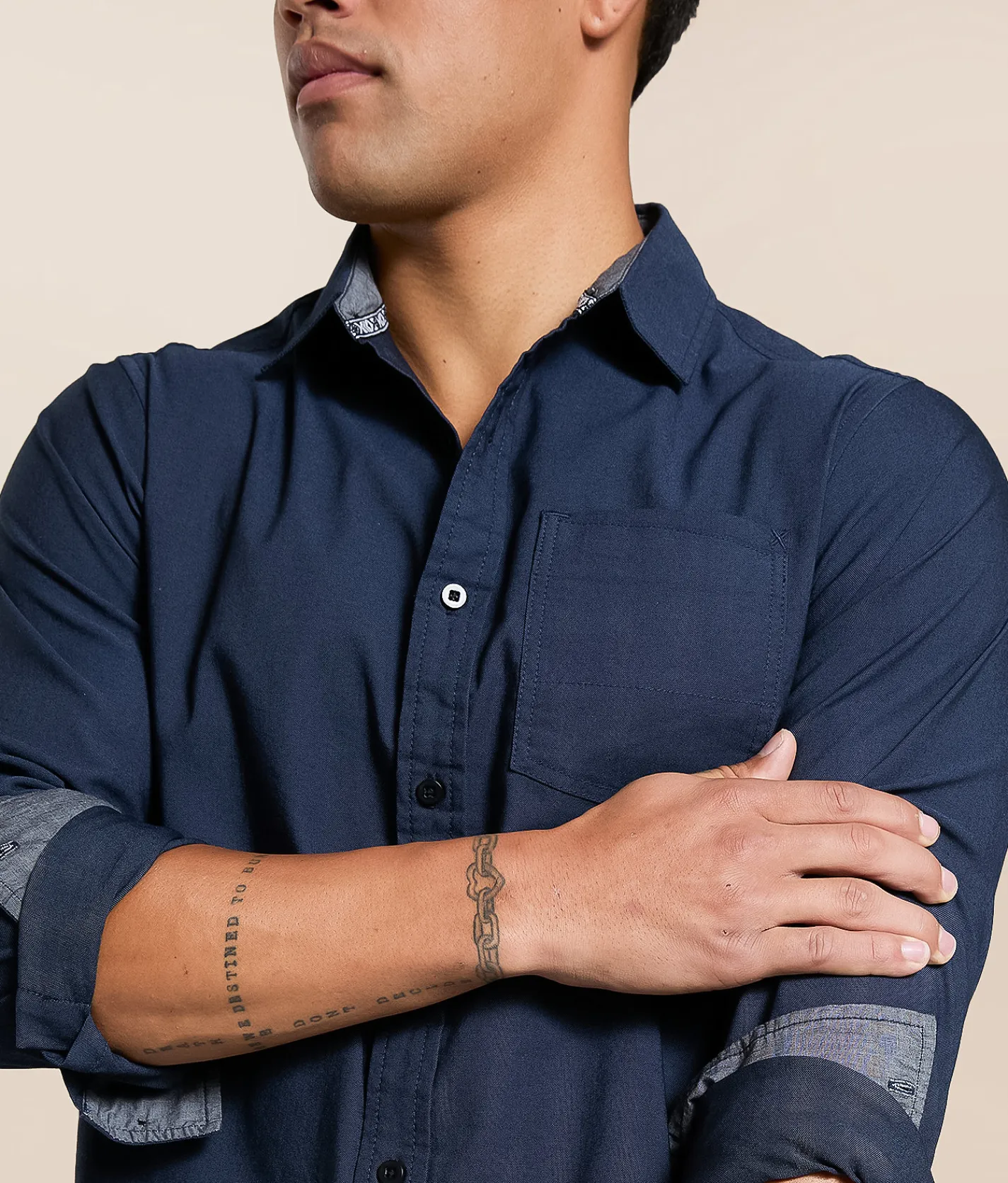 Tops | Departwest Oxford Standard Stretch Shirt Navy