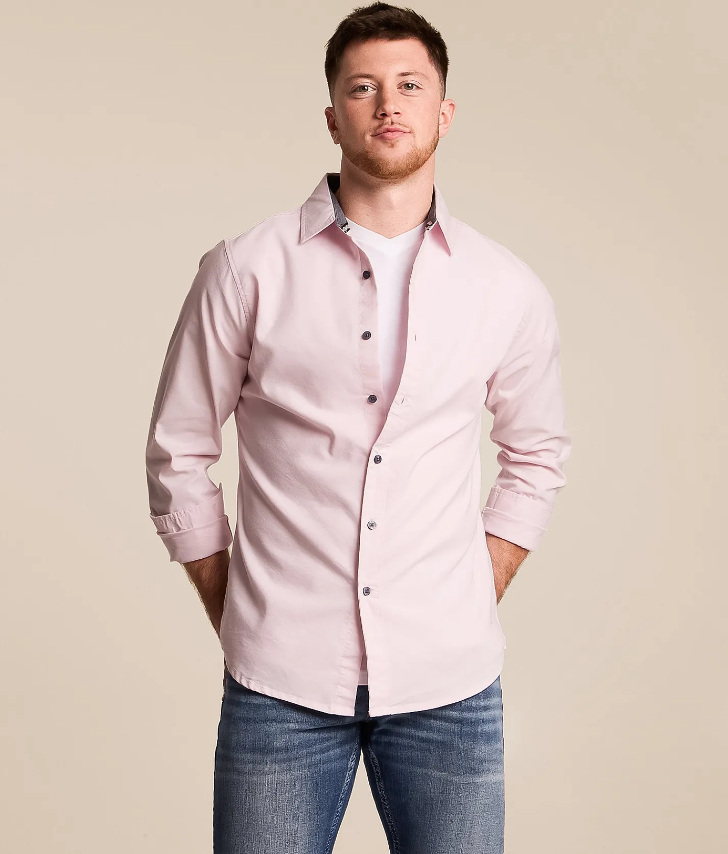 Tops | Departwest Oxford Standard Stretch Shirt Light Pink