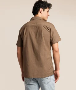 Departwest Oxford Standard Stretch Shirt Tan Brown Discount