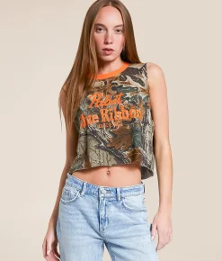 Bioworld Pabst Blue Ribbon Cropped Tank Top Camo New