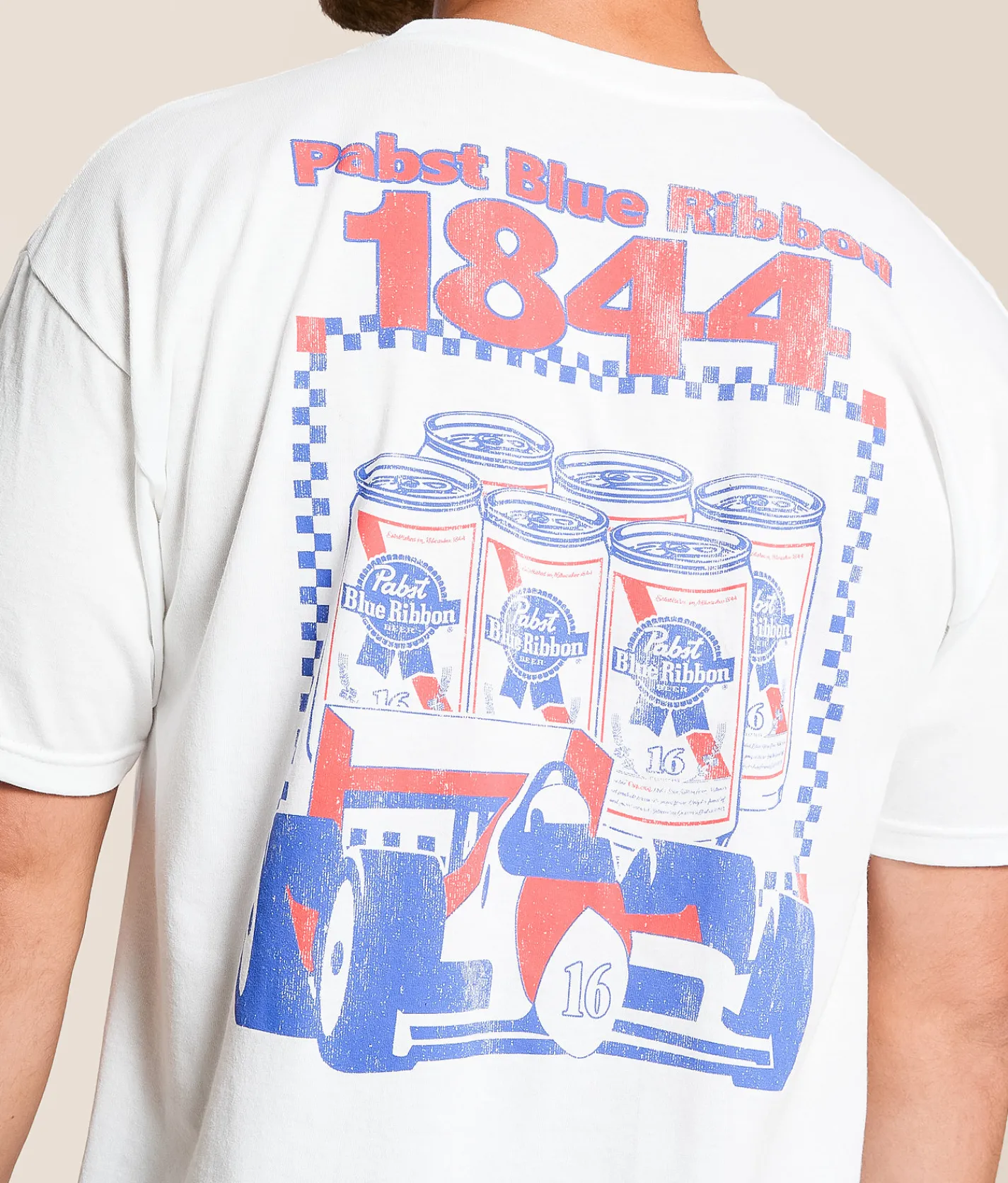 Tops|Graphic T-Shirts | Bioworld Pabst Blue Ribbon Racing T-Shirt White