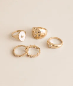 Accessories | BKE 5 Pack Glam Ring Set Gold