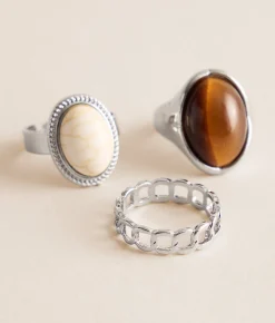 Sterling & Stitch 3 Pack Western Ring Set Silver Outlet