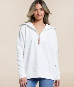 Tops | Wanakome Padma Half Zip Pullover Ivory
