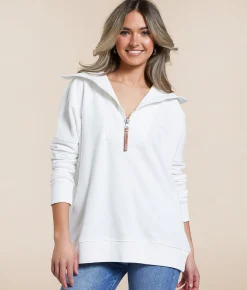 Tops | Wanakome Padma Half Zip Pullover Ivory