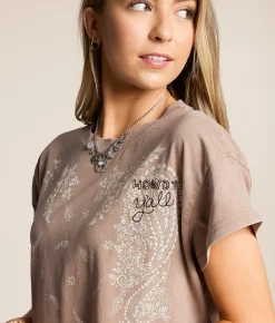 Ariat Paisley Cropped T-Shirt Taupe Gray Online