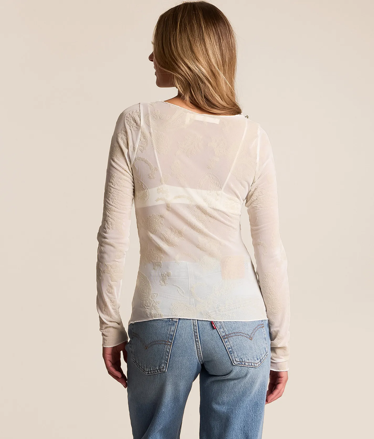 Tops | Willow & Root Paisley Flocked Top Jet Stream