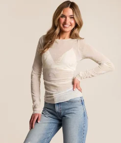 Tops | Willow & Root Paisley Flocked Top Jet Stream
