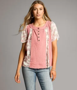 Tops | BKE Paisley Floral Henley Multi