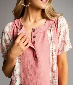 Tops | BKE Paisley Floral Henley Multi