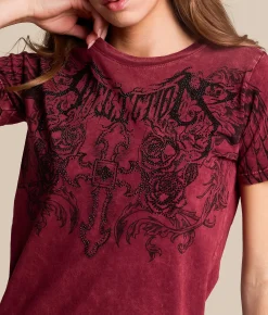 Affliction Pale Sorrow T-Shirt Burgundy Lava Wash Discount