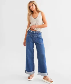 Jeans|Bottoms | Free People Palmer Wide Leg Cuffed Jean Tunnel Vision