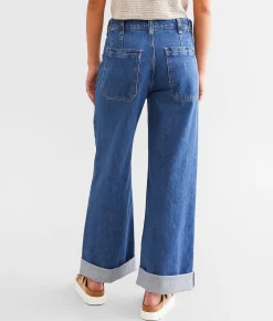Jeans|Bottoms | Free People Palmer Wide Leg Cuffed Jean Tunnel Vision