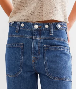 Jeans|Bottoms | Free People Palmer Wide Leg Cuffed Jean Tunnel Vision