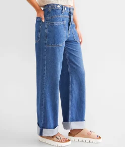 Jeans|Bottoms | Free People Palmer Wide Leg Cuffed Jean Tunnel Vision