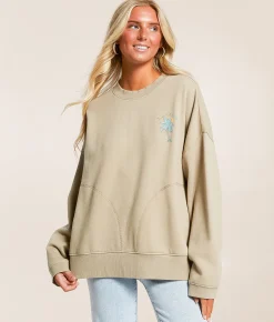Billabong Palm Life Oversized Pullover Cobblestone Discount
