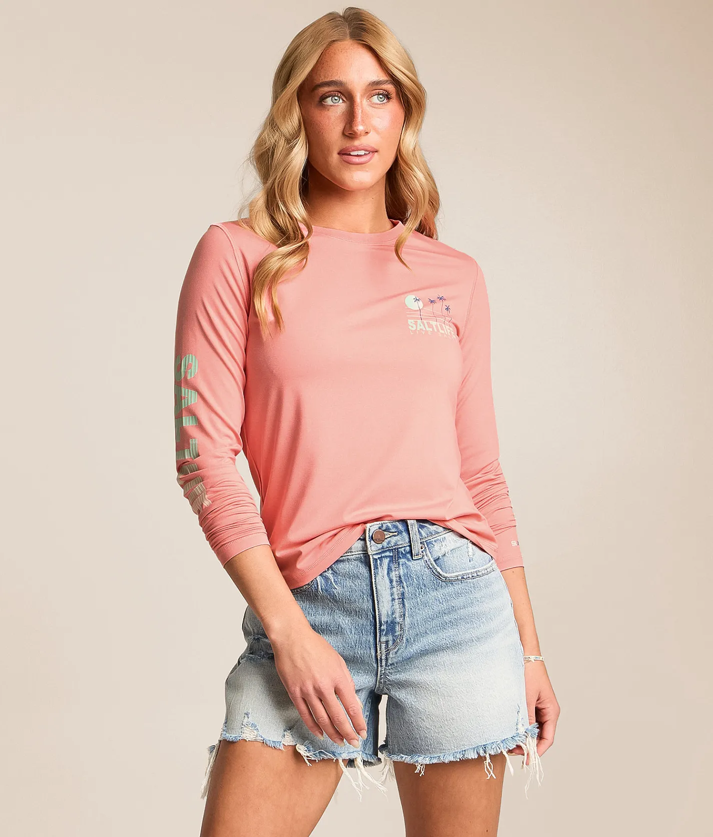 Salt Life Palmline Performance T-Shirt Flamingo Heather Sale