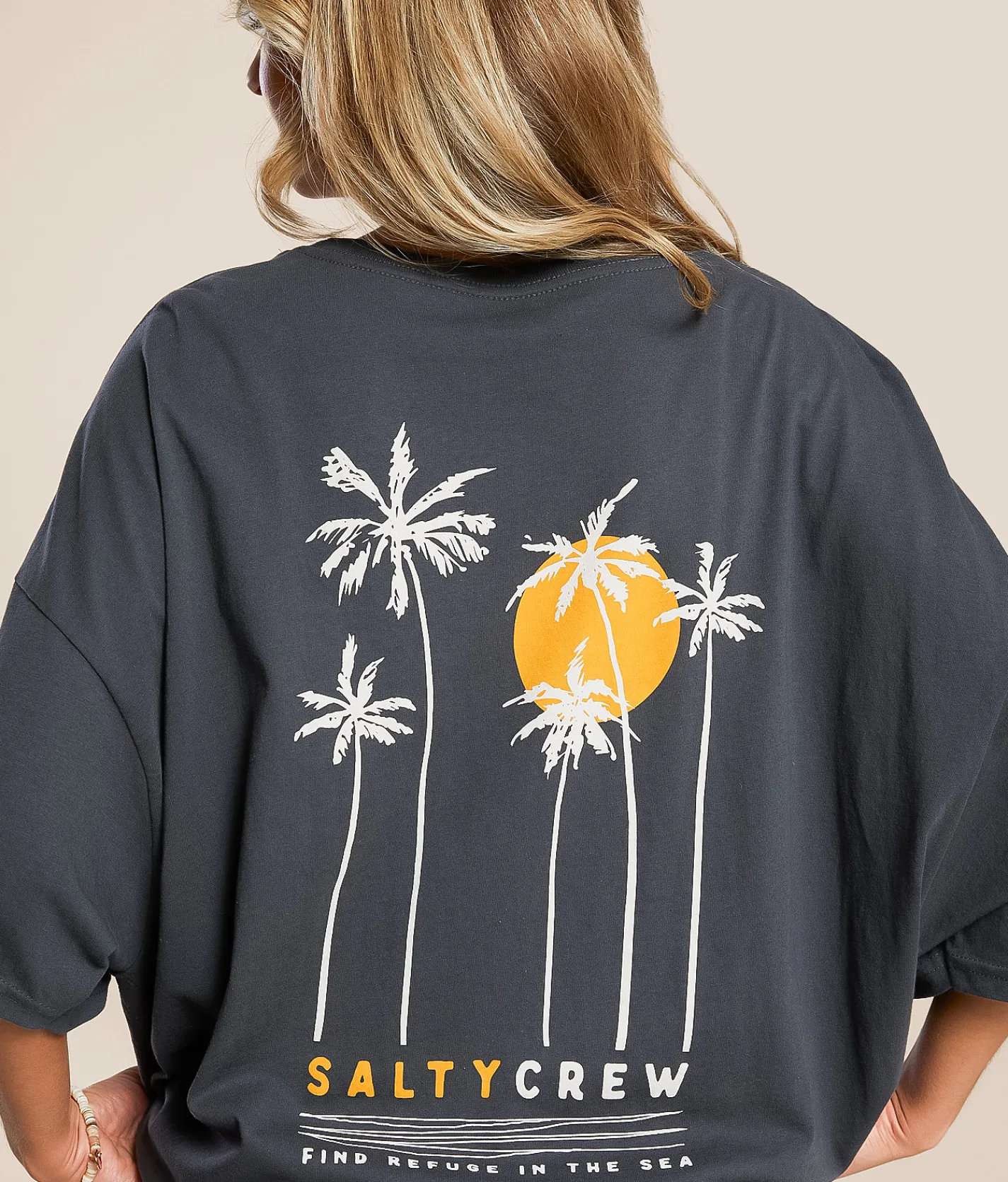 Tops | Salty Crew Palm Set Cover-Up T-Shirt Charcoal