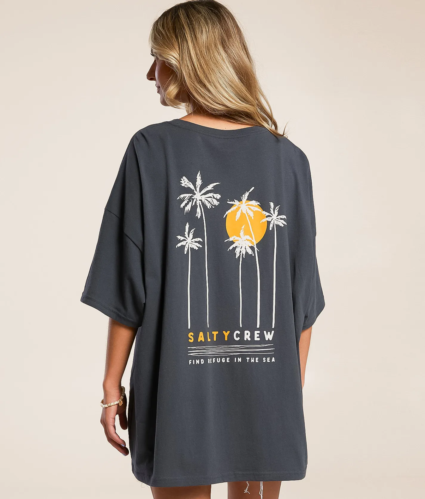 Tops | Salty Crew Palm Set Cover-Up T-Shirt Charcoal