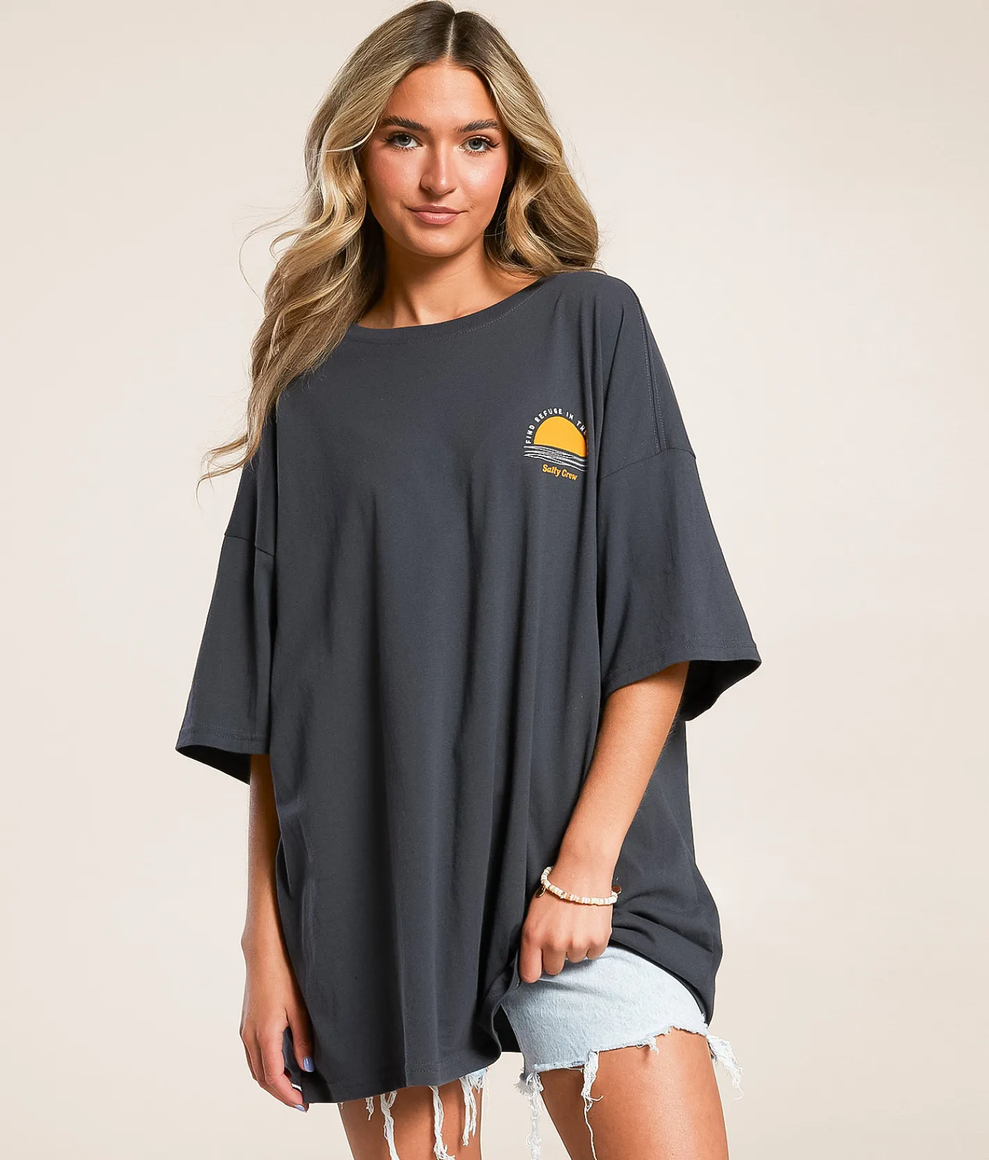 Tops | Salty Crew Palm Set Cover-Up T-Shirt Charcoal