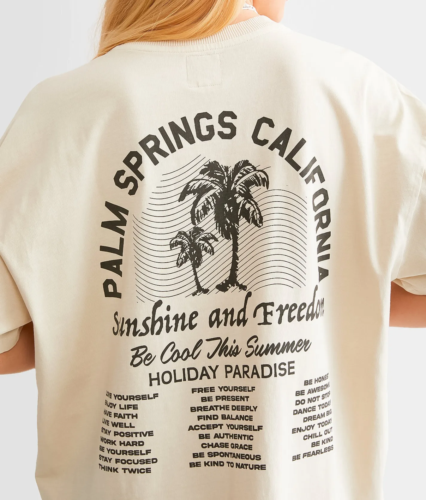 Modish Rebel Palm Springs California Oversized T-Shirt Beige Sale
