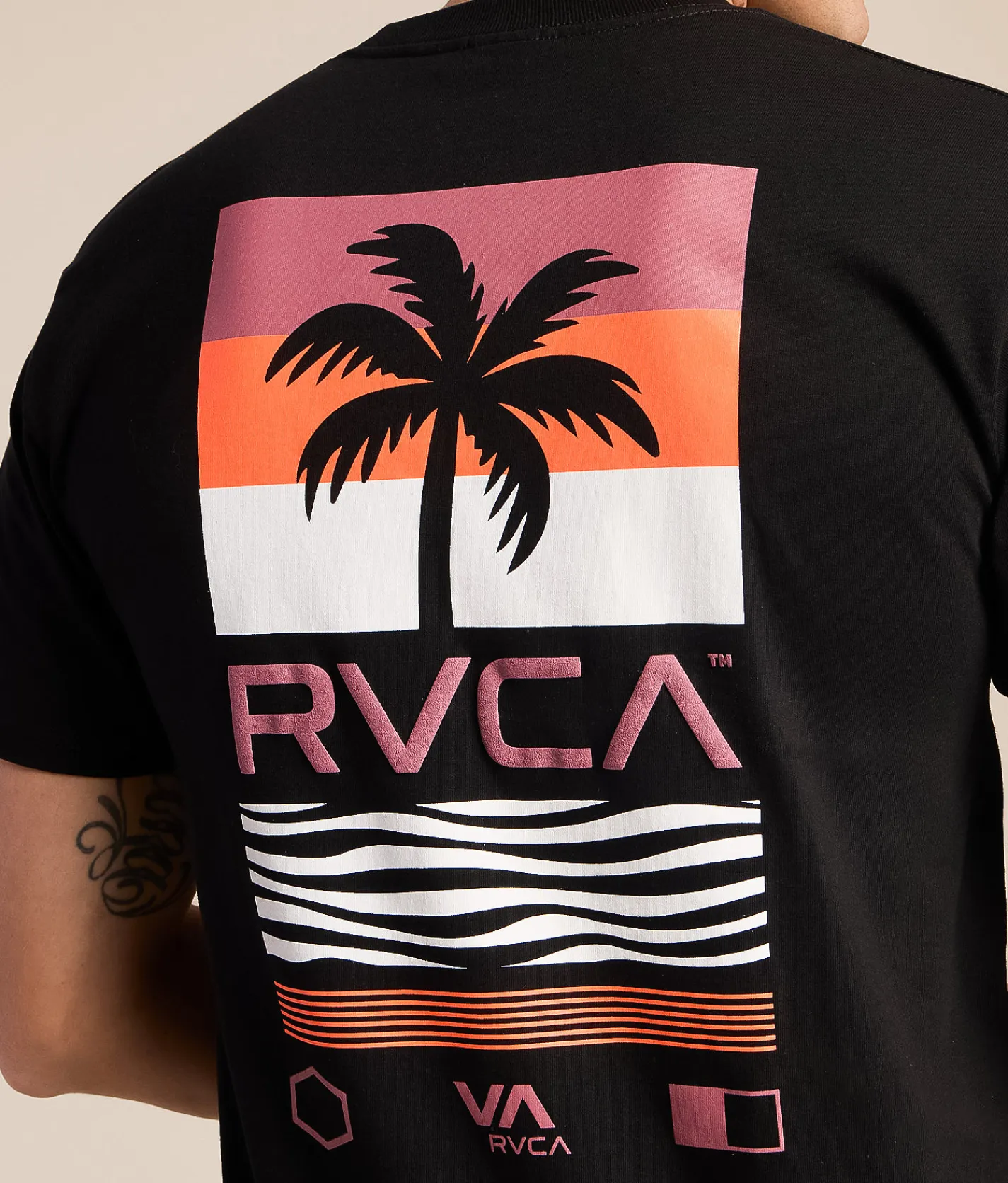 Tops|Graphic T-Shirts | RVCA Palm Stack T-Shirt Black