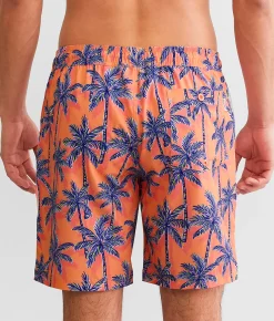 Departwest Palm Tree Stretch Swim Trunks Coral Clearance