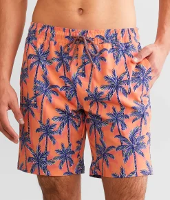 Departwest Palm Tree Stretch Swim Trunks Coral Clearance