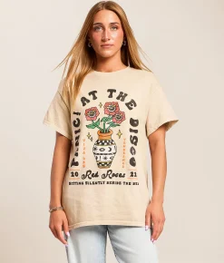 MANHEAD Panic! At The Disco Oversized Band T-Shirt Cream Outlet