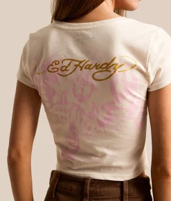 Tops | Ed Hardy Panther Baby Cropped T-Shirt Ivory