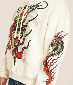 Tops | Ed Hardy Panther Flame Hooded Sweatshirt Ivory