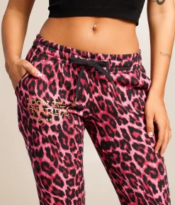 Ed Hardy Panther Roses Leopard Flare Sweatpant Pink Leopard Outlet