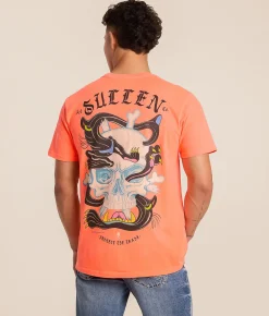 Tops|Graphic T-Shirts | Sullen Panther Trip T-Shirt Neon Red Orange