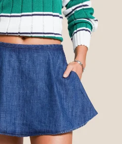 Free People Paradise Found Denim Skort Capri Blue Online