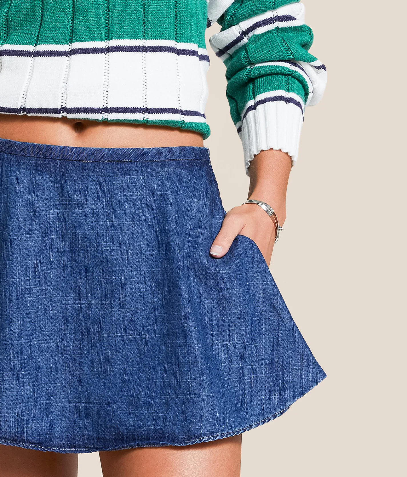 Free People Paradise Found Denim Skort Capri Blue Online