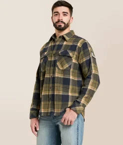 Howitzer Paratrooper Flannel Shirt Green Orange Brown Cream Online