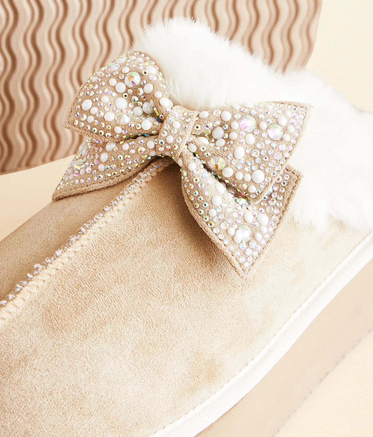 Very G Paris Bedazzled Platform Slipper Cream Hot