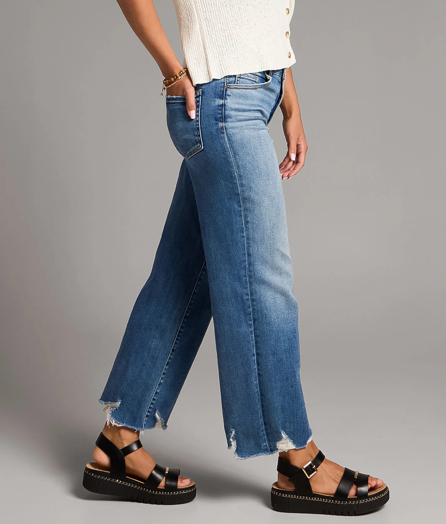 BKE Parker Cropped Wide Leg Stretch Jean Thacker