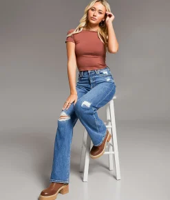 BKE Parker Wide Leg Stretch Jean Kratzer Outlet