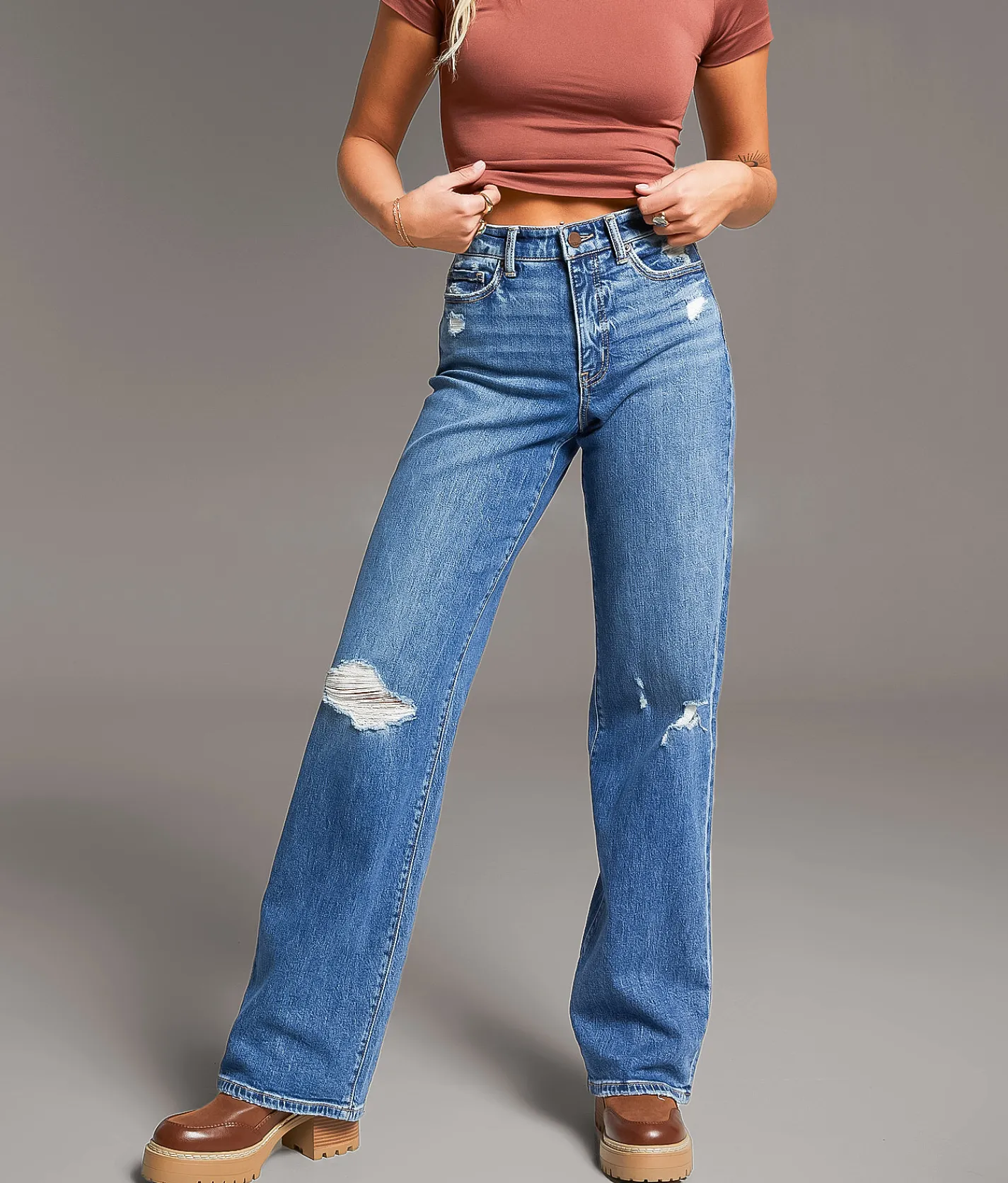 BKE Parker Wide Leg Stretch Jean Kratzer Outlet