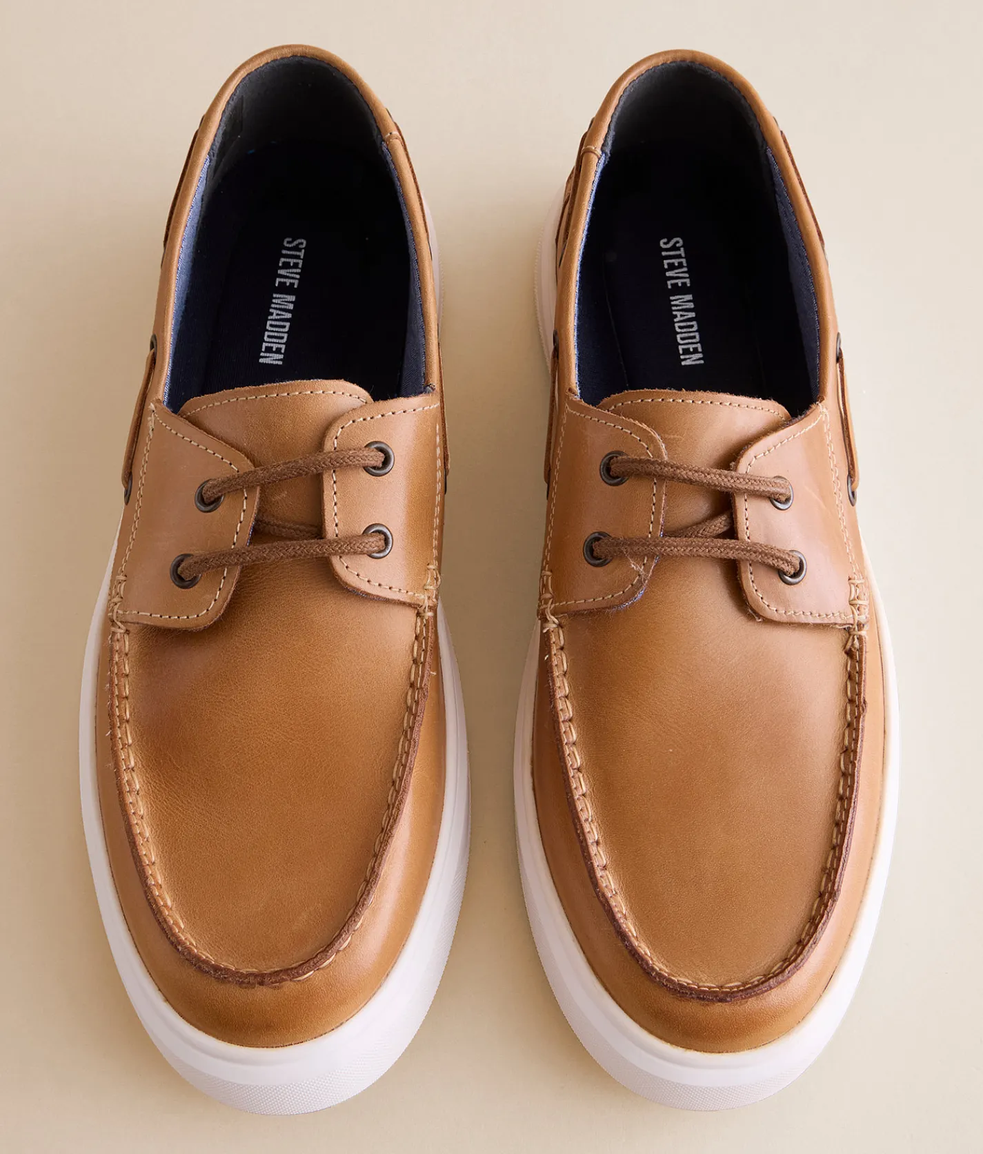 Steve Madden Parnel Leather Shoe Tan Outlet