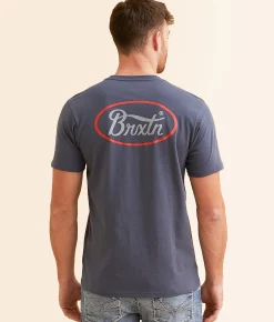 Brixton Parsons T-Shirt Dusty Blue Washed Black
