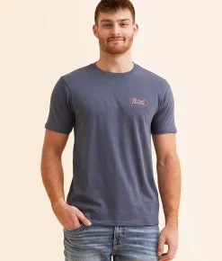 Brixton Parsons T-Shirt Dusty Blue Washed Black