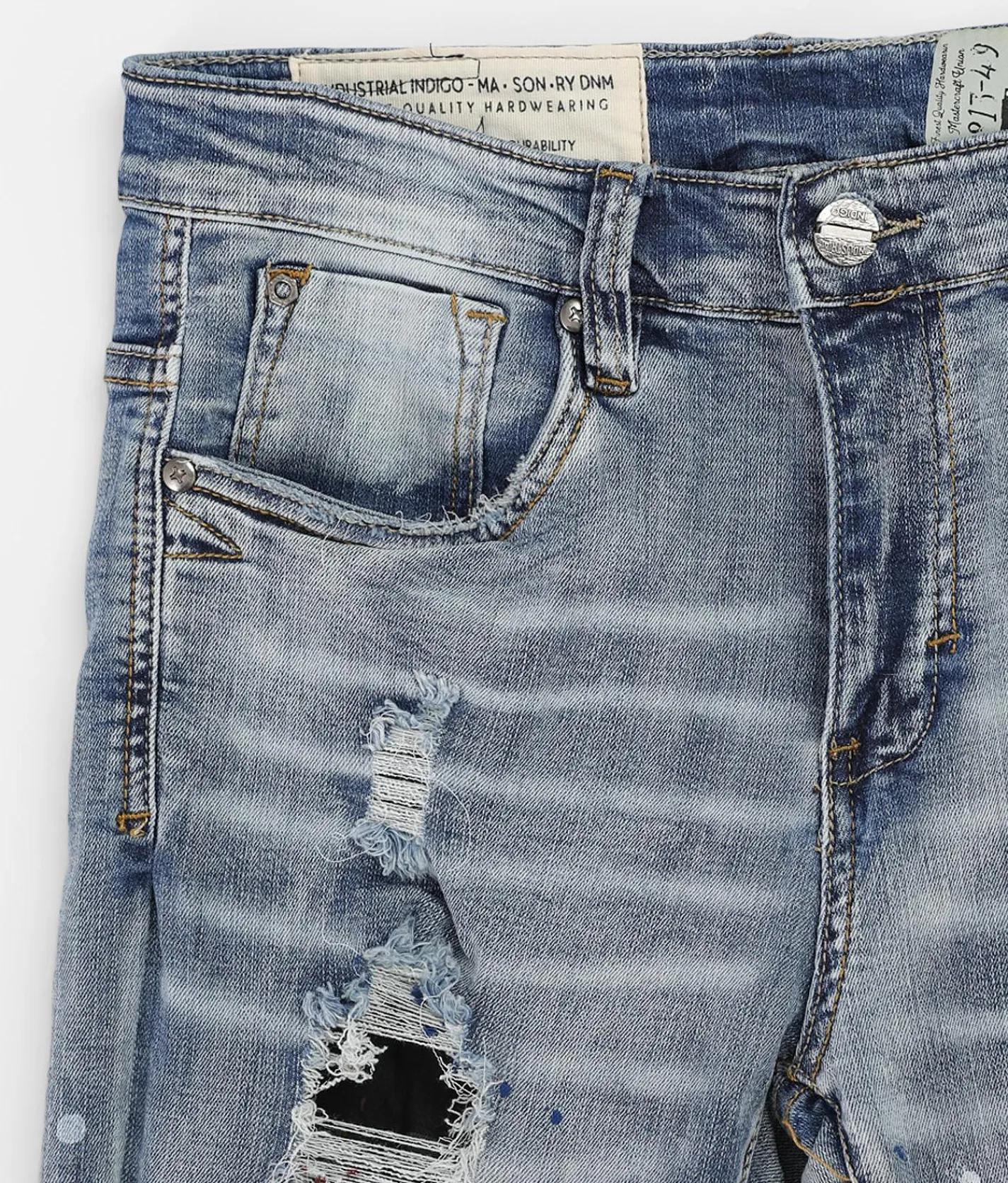 Sale Jeans|Bottoms | Industrial Indigo Patch Skinny Stretch Jean Indigo